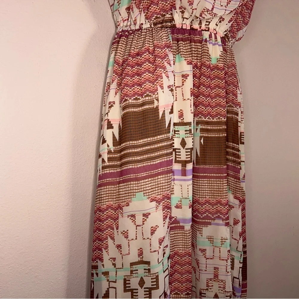 Juniors XL Forever 21 Maxi Dress Sleeveless Boho Southwest Western Lined Orange